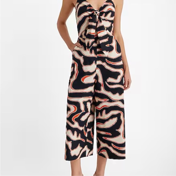 Express Pants - Express Black and Cream Swirl Jumpsuit